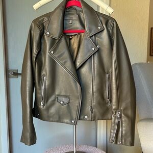 Stylish Olive Leather Moto Jacket